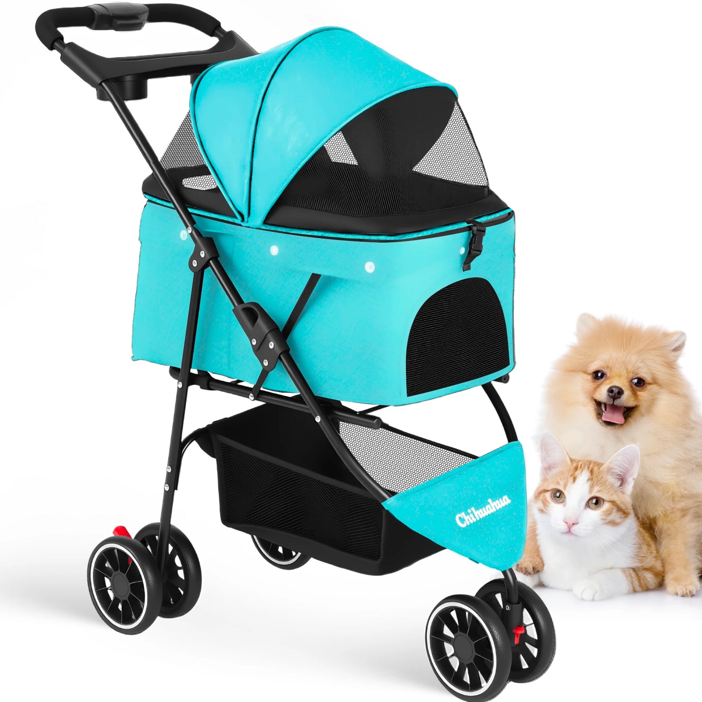 Pet Stroller For Small Puppy Dogs & Cats Travel Portable Dog Stroller Foldable Dog Cat Carrier Strolling