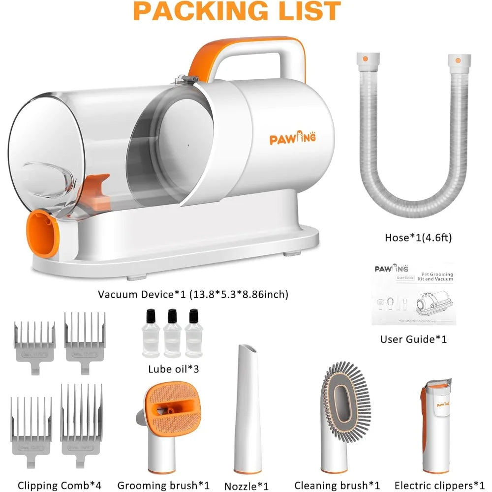 Pet Grooming Kit with Vacuum, All-in-1 Professional Deshedding Tools for Dogs & Cats - Low Noise Dogs