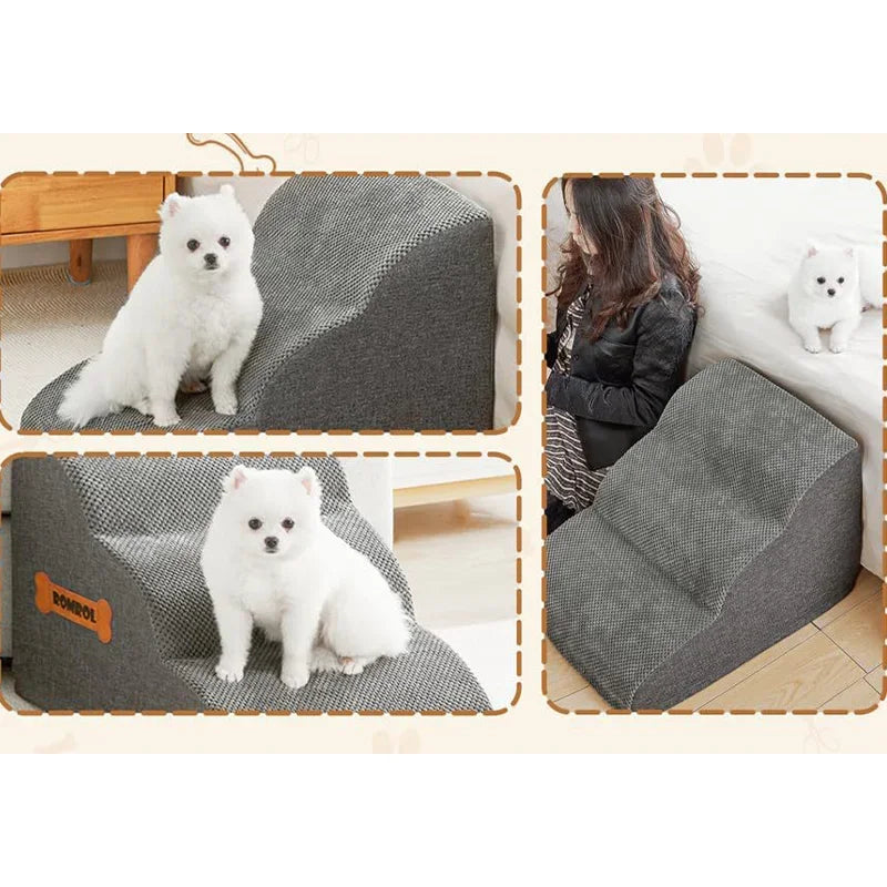 Pet Stairs for Dogs/Cats: High-Density Sponge, Non-Slip Wide Steps (Bed/Couch, Large/Small Pets)