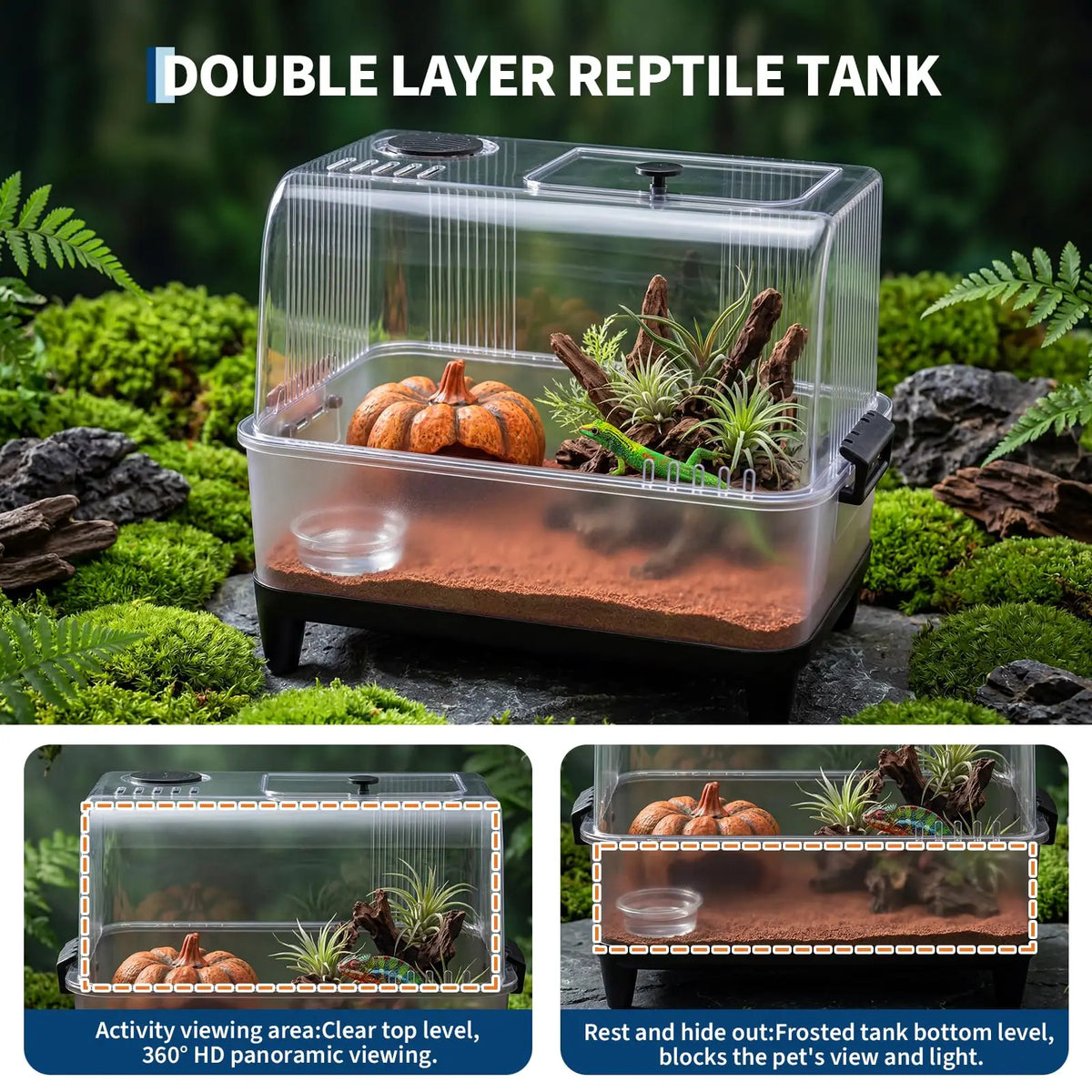 7Pcs Reptiles Terrarium Kit With Lid Heating Pad Sand Substrate Hide For Hermit Crab Bearded Dragon