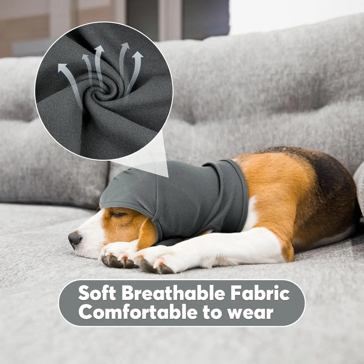 Dog Ear Cover for Anxiety Relief, Adjustable Dog Calming Hood for Grooming Bath Drying, No Shake Pet Head Ear Wrap for Hematomas