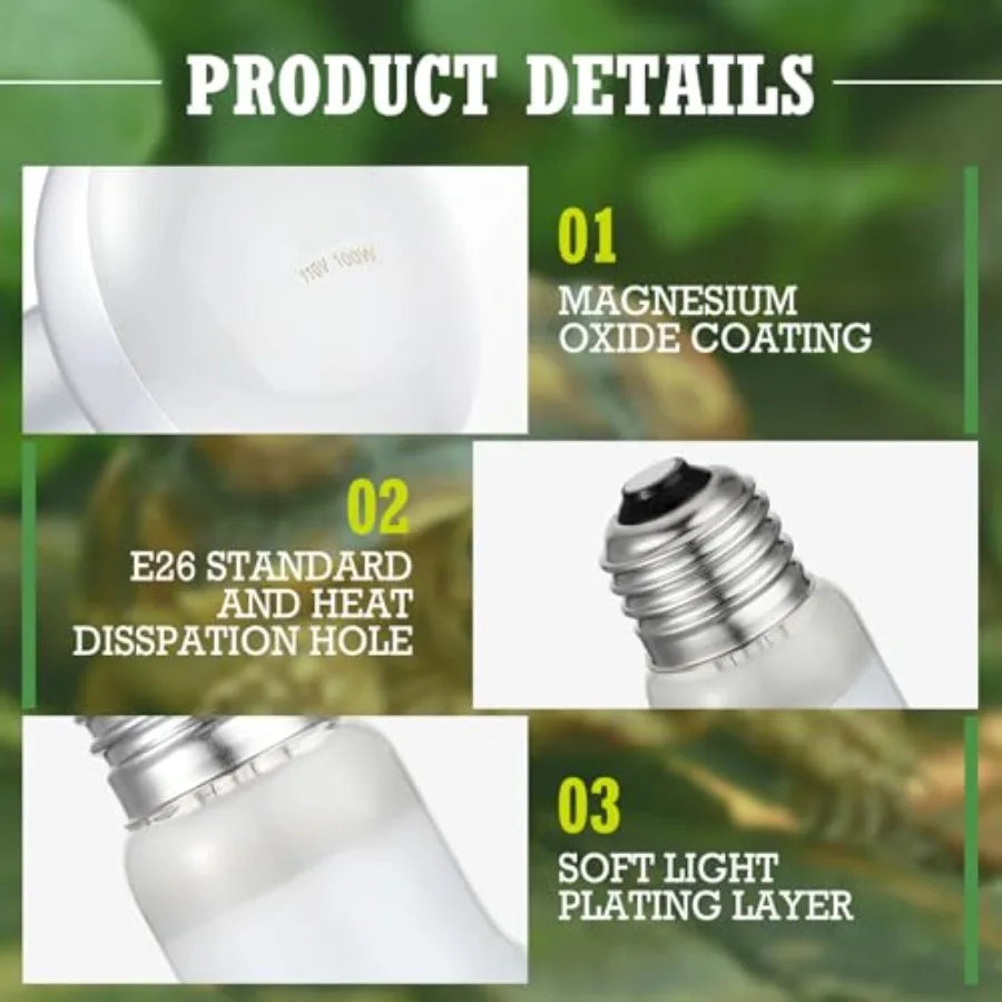 8 Pcs Reptile Heat Lamp Bulb, Reptile Basking Heat Light Bulb Uva Daylight for Bearded Dragon, Amphibian, Turtle, Lizard, Chick