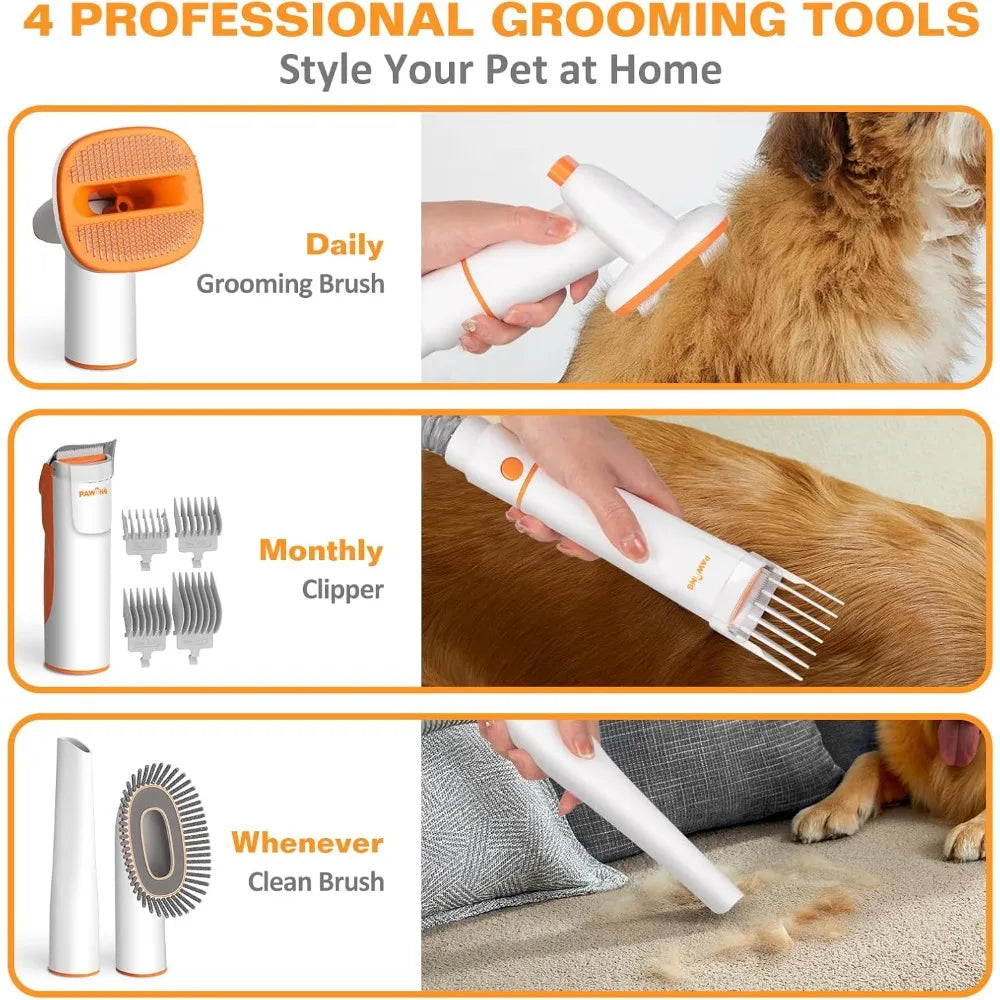 Pet Grooming Kit with Vacuum, All-in-1 Professional Deshedding Tools for Dogs & Cats - Low Noise Dogs