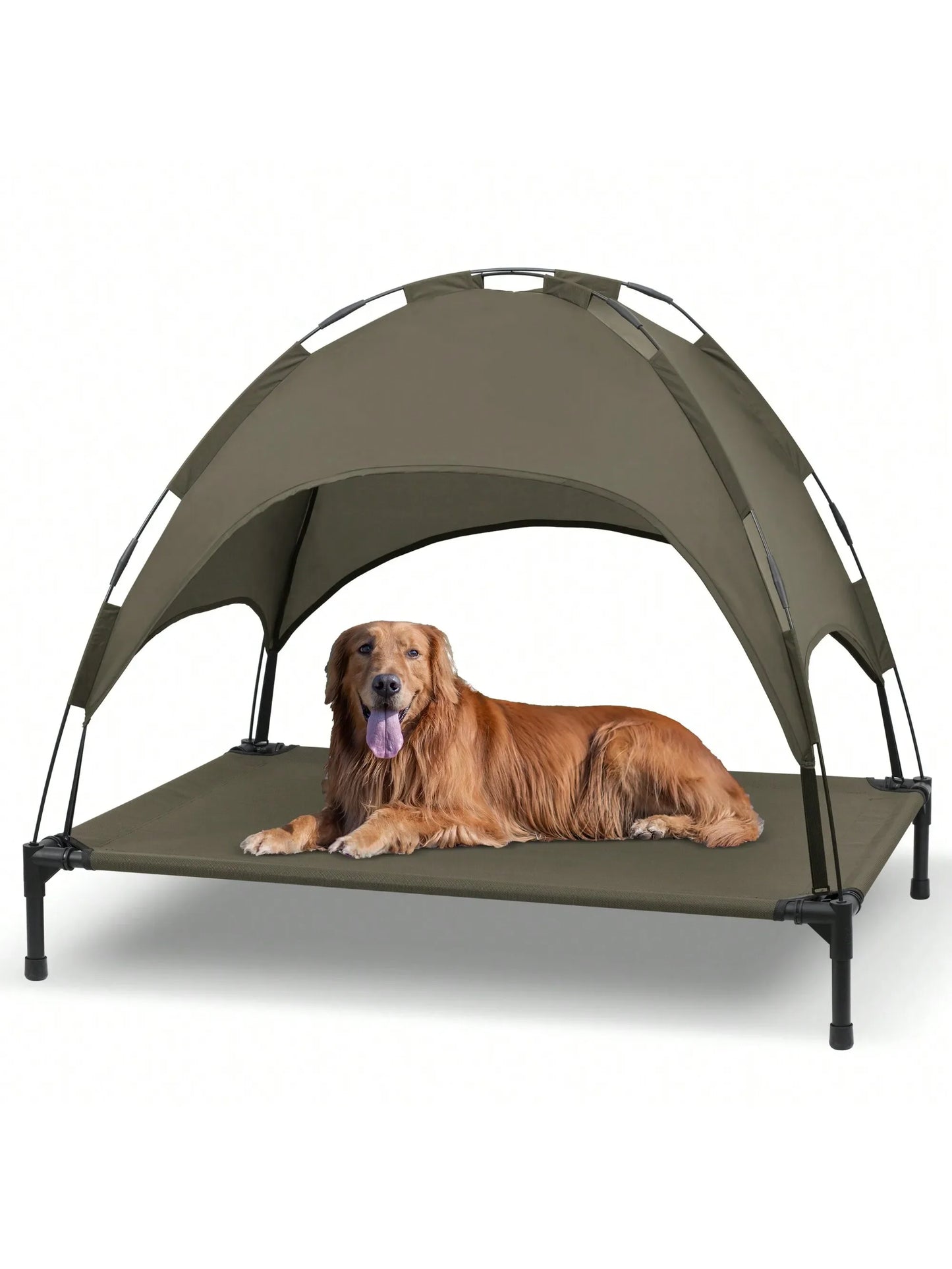 Elevated Dog Bed With Canopy, Outdoor Dog Cot With Removable Canopy Shade Tent, Portable Raised Pet Cot Cooling Bed For Dogs