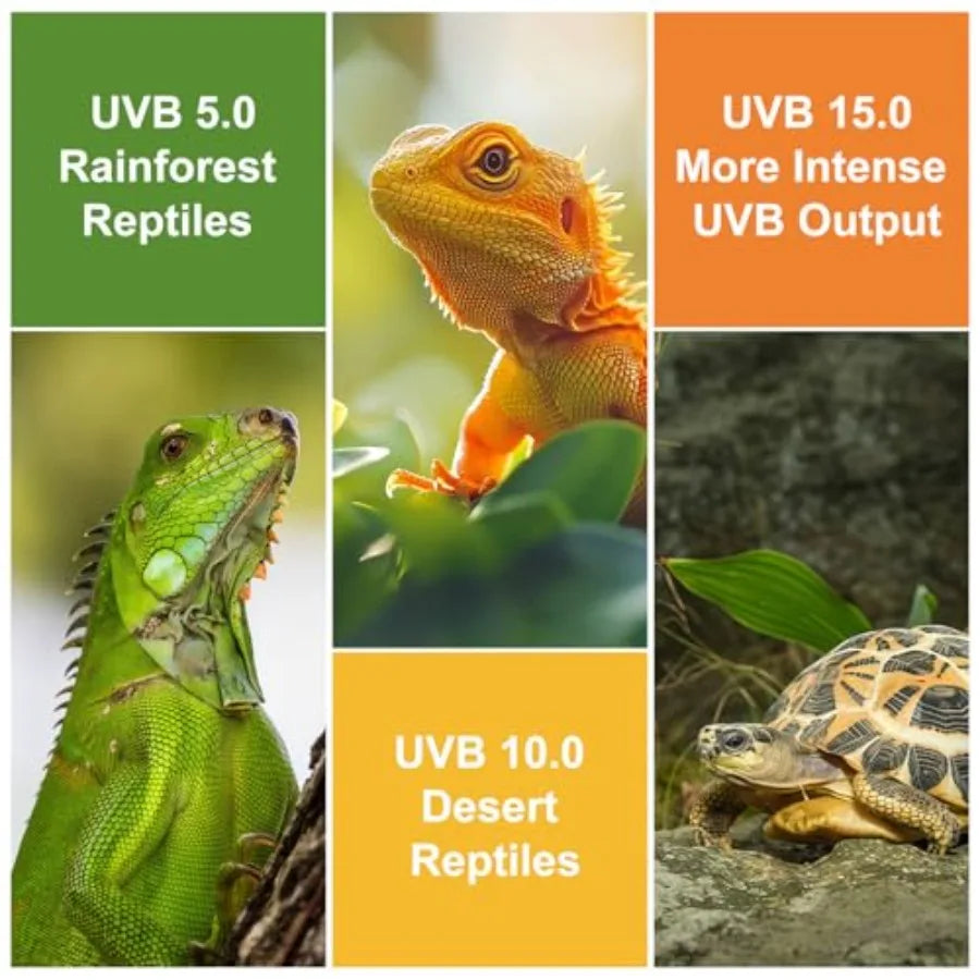 UVB Reptile Light, 10.0 26W UVA UVB Light for Reptiles, Spiral Compact Fluorescent UVB Bulb for Bearded Dragons Tortoise Lizard