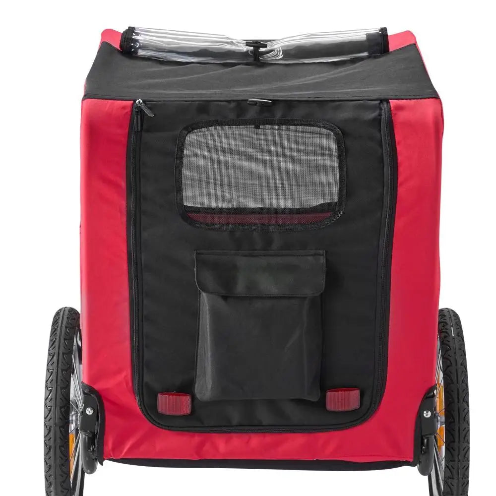 Dog Bike Trailer for Small Medium Large Dogs up to 100 lbs, Foldable Pet Bicycle Carrier with Quick Release Wheels, Universal Bike Coupler, Spacious Ventilated Cabin, Weather Cover, Safety Flag, Reflectors, Internal Leash for
