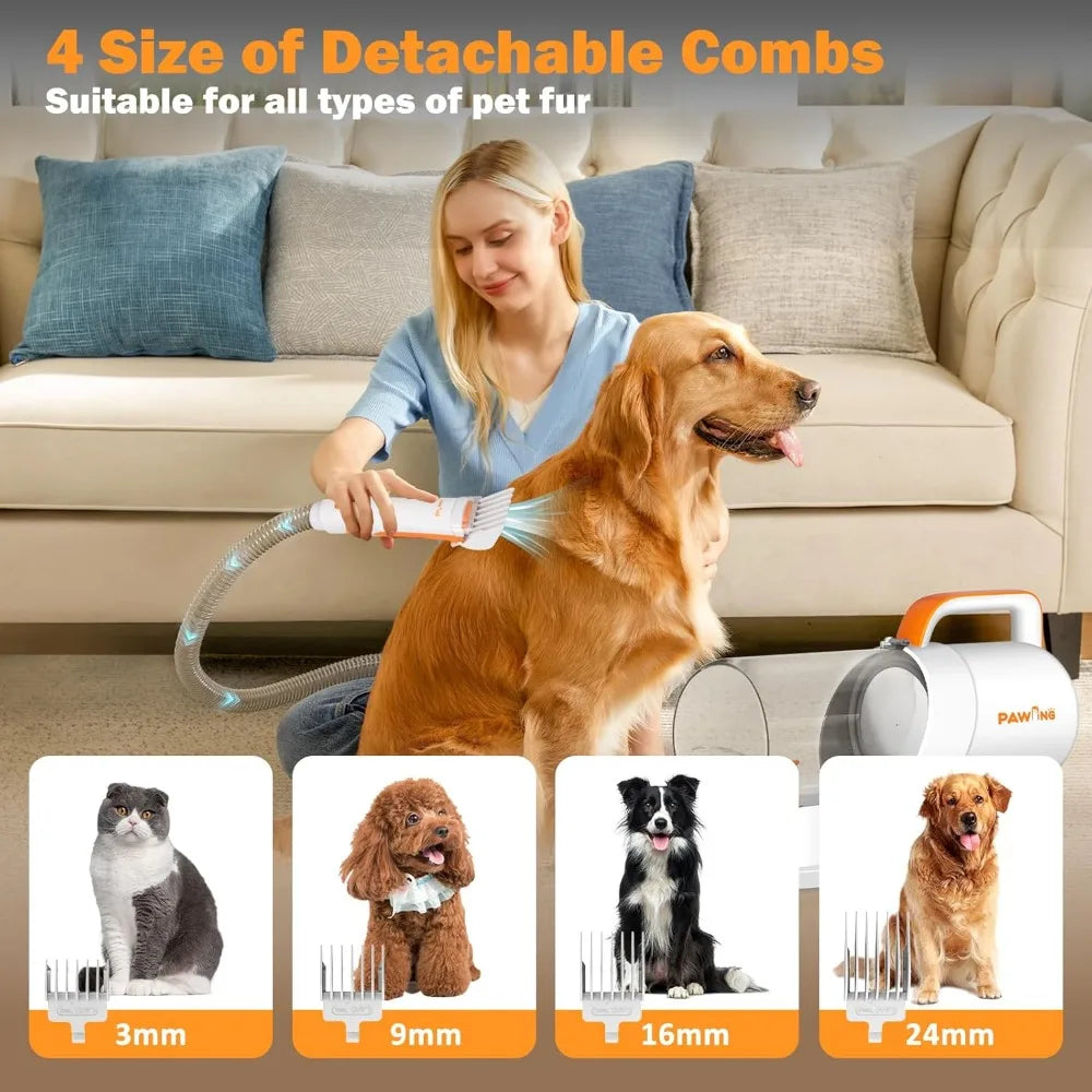 Pet Grooming Kit with Vacuum, All-in-1 Professional Deshedding Tools for Dogs & Cats - Low Noise Dogs
