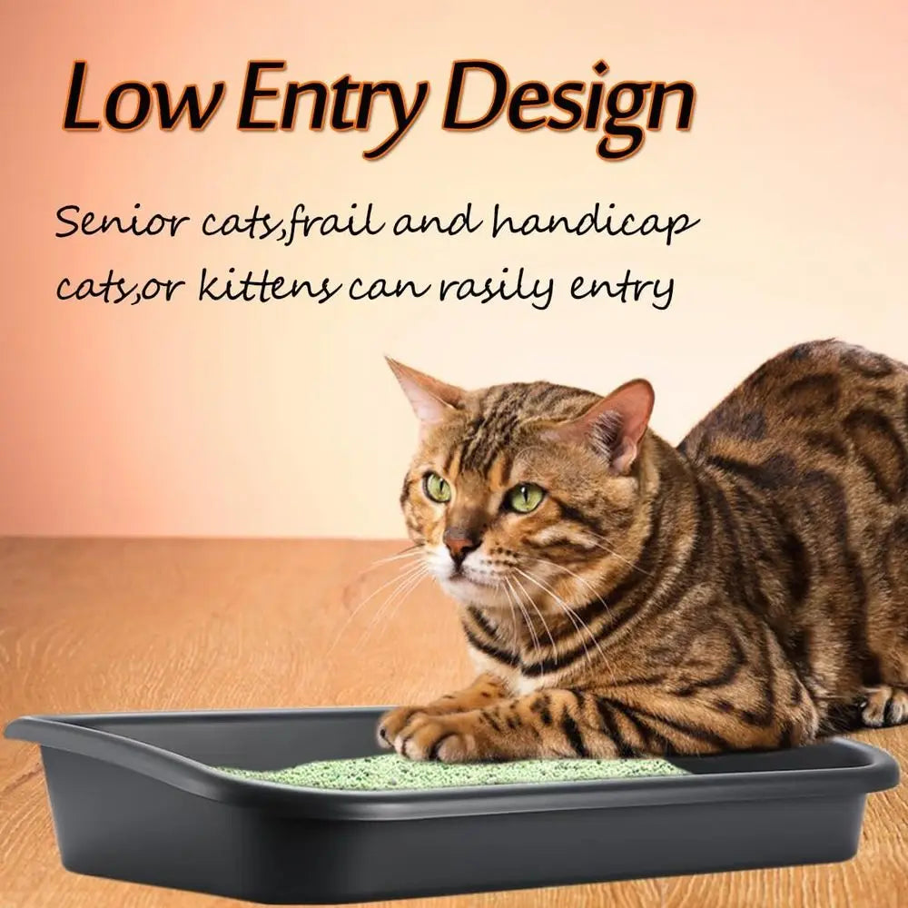 Extra Large Low Entry Litter Box for Senior Cats, Easy Clean, Ideal for Disabled, Elderly, or Kittens
