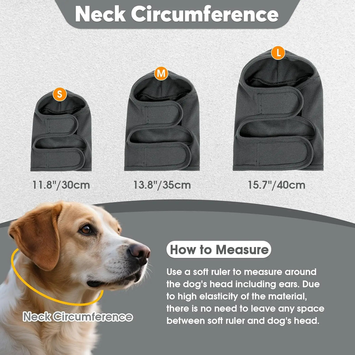 Dog Ear Cover for Anxiety Relief, Adjustable Dog Calming Hood for Grooming Bath Drying, No Shake Pet Head Ear Wrap for Hematomas