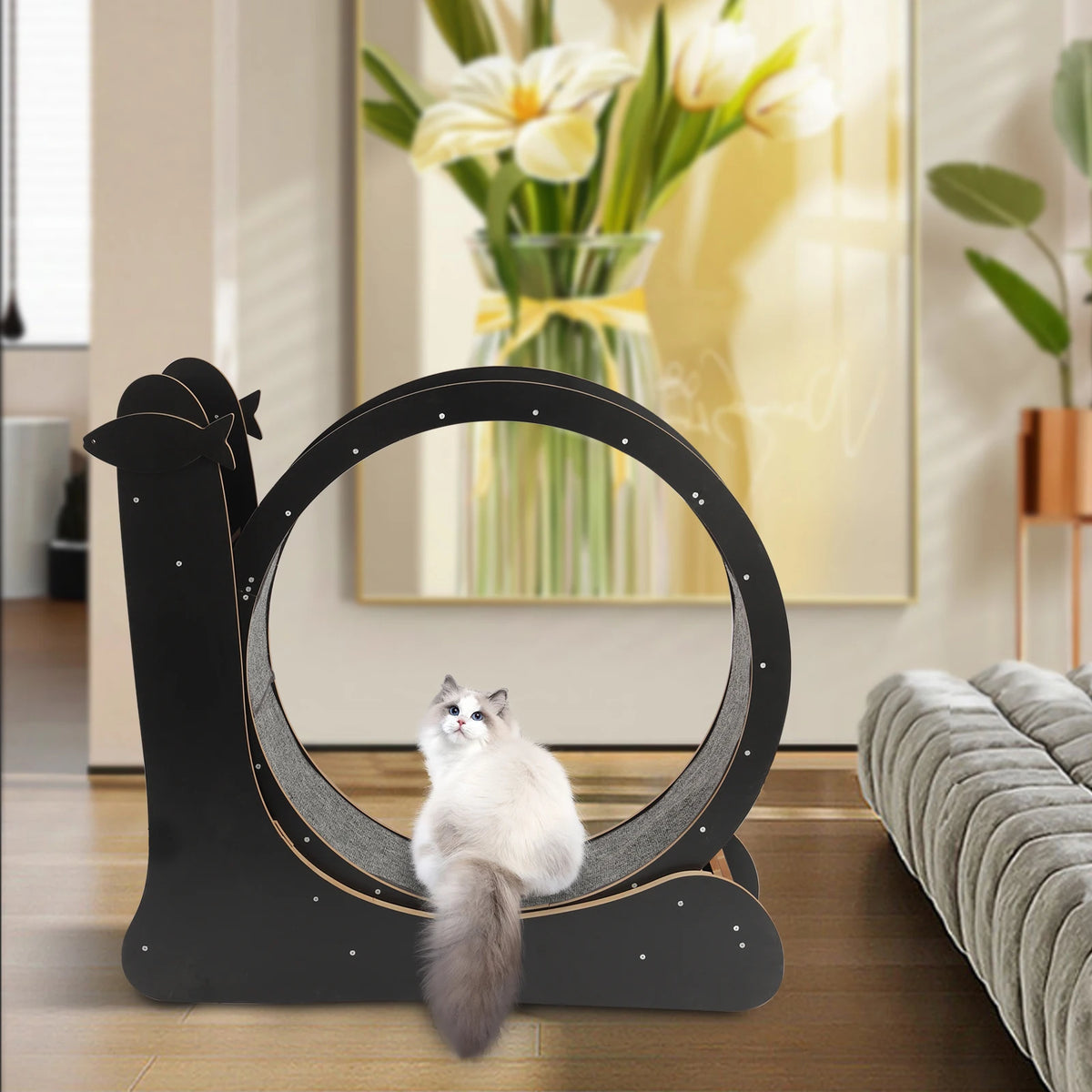 110*34*102cm Cat Exercise Wheel Large Cat Treadmill with Carpeted Runway Cat Sport Toy Fitness Weight Loss Device for Cats