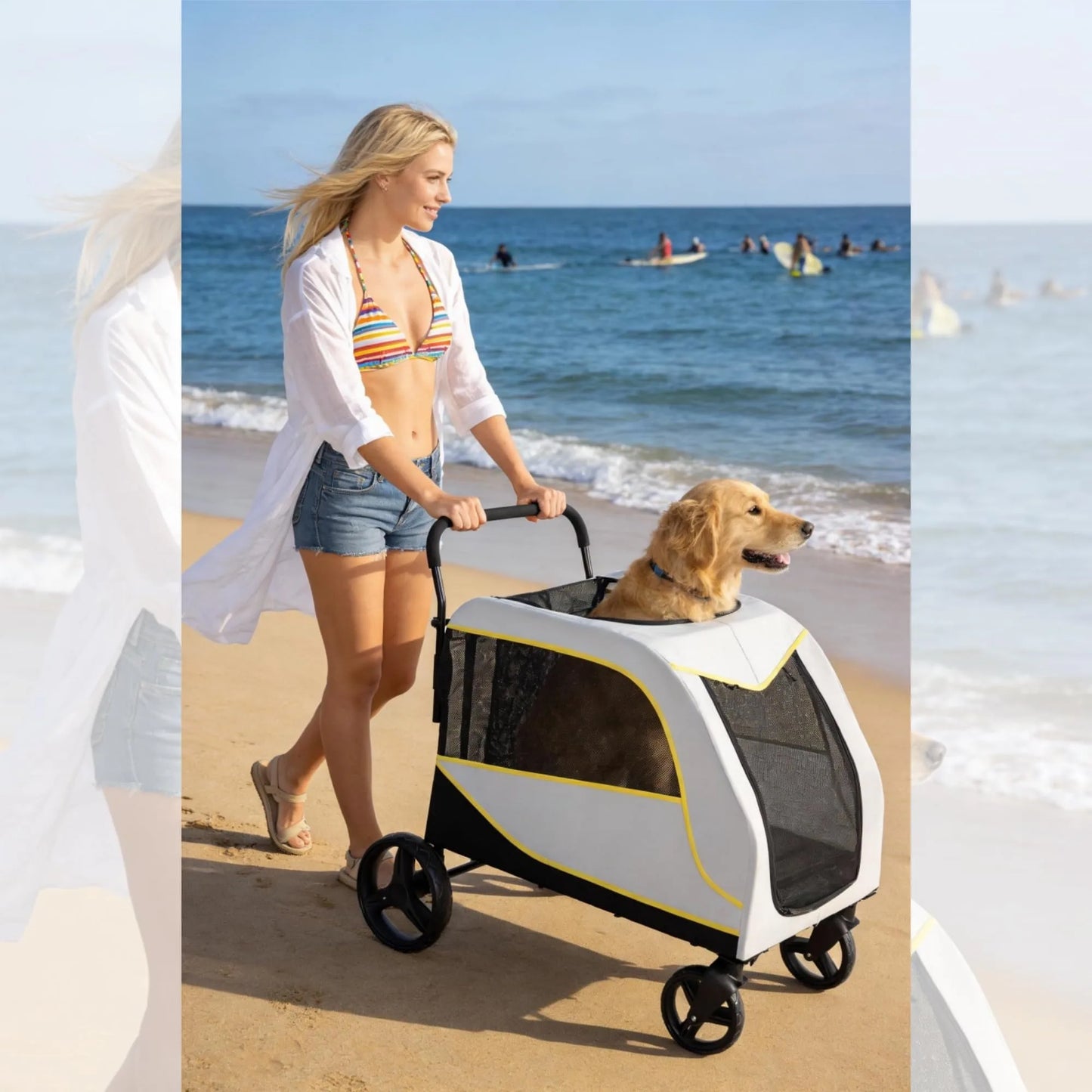 Dog Stroller for Large Dogs & Big Pets, Heavy-Duty All-Terrain Dog  Pet Stroller with Lockable Wheels, Adjustable Handle & Mesh