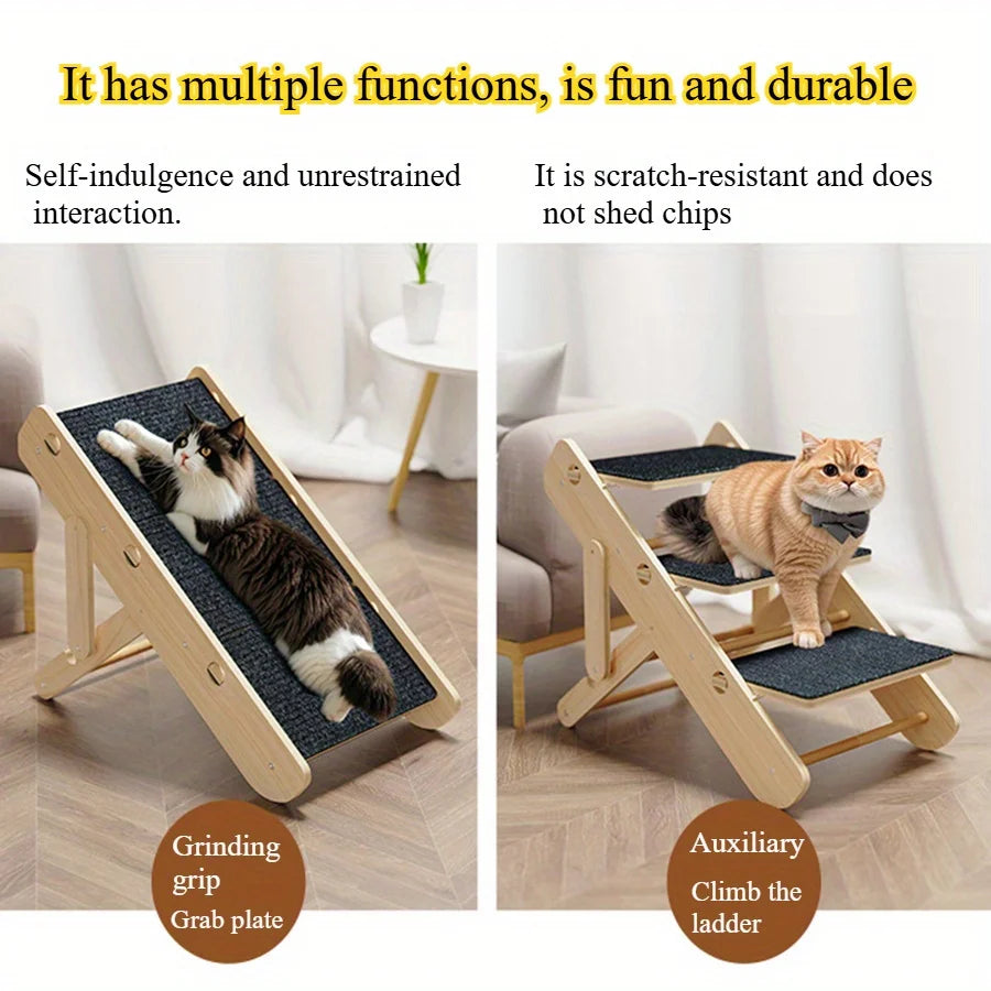 3-in-1 Foldable Pet Stairs & Ramp Adjustable Anti-Slip Cat/Dog Ladder for Beds/Couches Space-Saving Design Durable & Shed-Proof