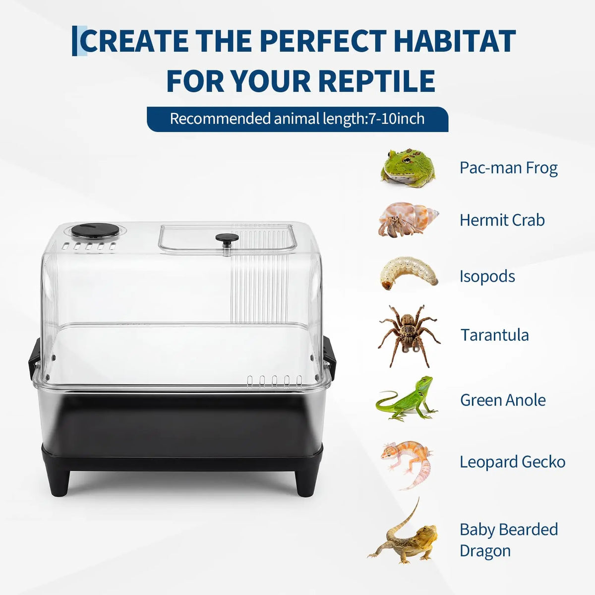 7Pcs Reptiles Terrarium Kit With Lid Heating Pad Sand Substrate Hide For Hermit Crab Bearded Dragon
