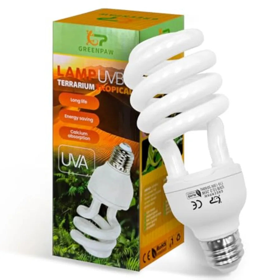 UVB Reptile Light, 10.0 26W UVA UVB Light for Reptiles, Spiral Compact Fluorescent UVB Bulb for Bearded Dragons Tortoise Lizard