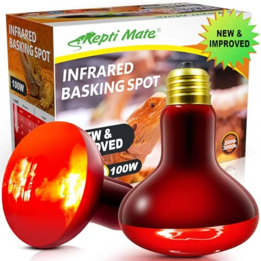 2 Pack Infrared Heat Lamp Bulbs, Reptile Heat Emitter Basking Spot Light, Red Heat Lamp for Chickens Coop Reptile Pets Brooder