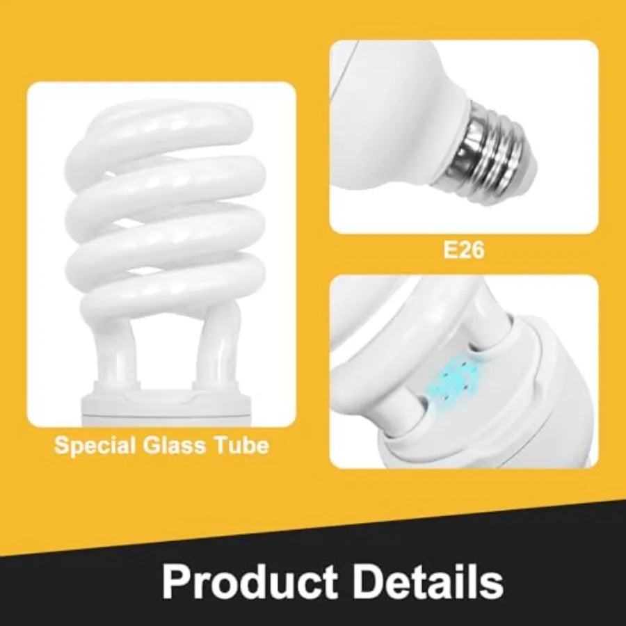 UVB Reptile Light, 10.0 26W UVA UVB Light for Reptiles, Spiral Compact Fluorescent UVB Bulb for Bearded Dragons Tortoise Lizard