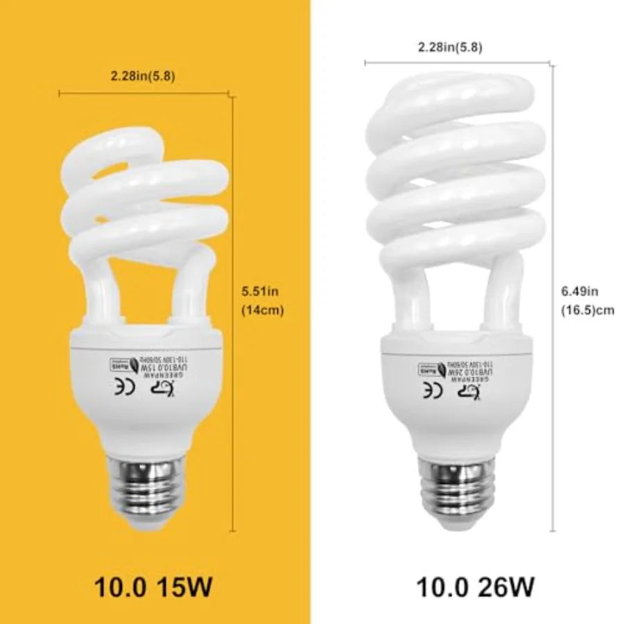 UVB Reptile Light, 10.0 26W UVA UVB Light for Reptiles, Spiral Compact Fluorescent UVB Bulb for Bearded Dragons Tortoise Lizard