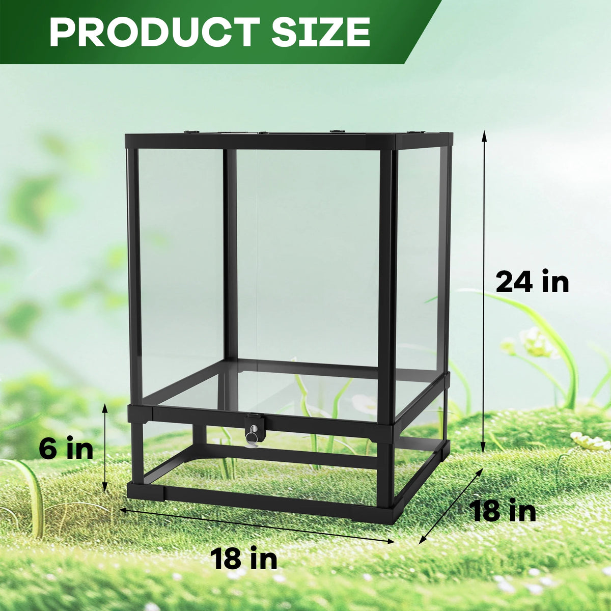 45 Gallon Reptile Vivarium, Reptile Tank, Snake Enclosure with Double Hinge Door & Top Screen Ventilation, Anti-Escape Transparent Reptile Enclosure for Bearded Dragon, Ball Python, Snake