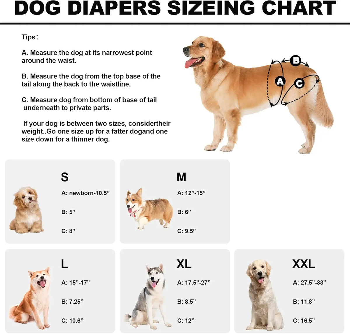 Dog Diapers Female (3 Pack), Highly Absorbent Puppy Doggie Dog Diapers For Female Dogs Period, Washable Doggy Female Dog Diapers For Dogs In Heat, Small Medium Large Size