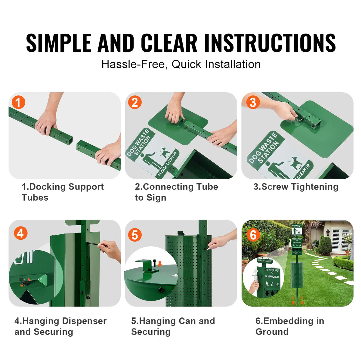 VEVOR Dog Waste Station with Hand Wash Bottle Commercial Dog Poop Station Bag Dispenser Dog Waste Disposal System for Outdoor