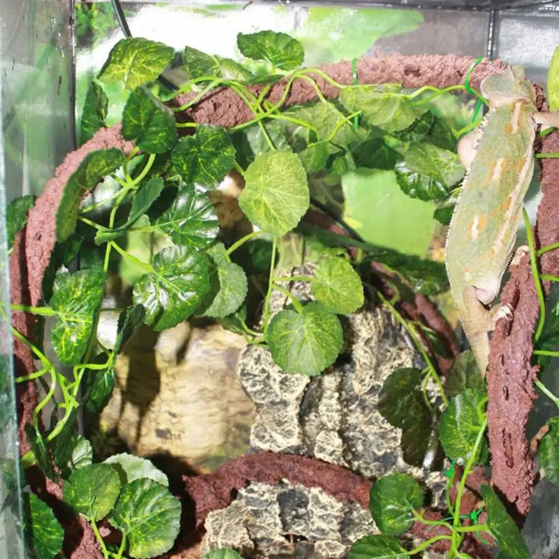 Artificial Vine Reptile Lizards Terrarium Decoration Chameleons Climb Rest Plants Leaves