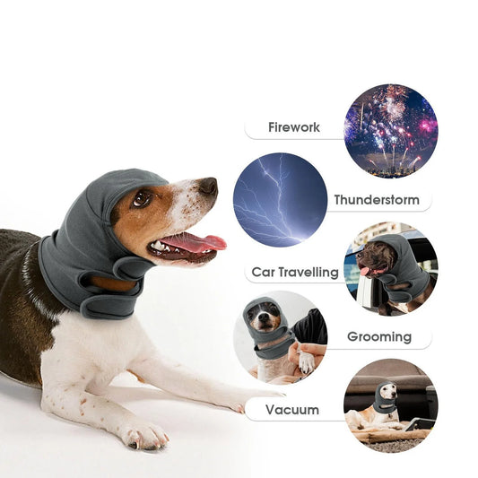 Dog Ear Cover for Anxiety Relief, Adjustable Dog Calming Hood for Grooming Bath Drying, No Shake Pet Head Ear Wrap for Hematomas