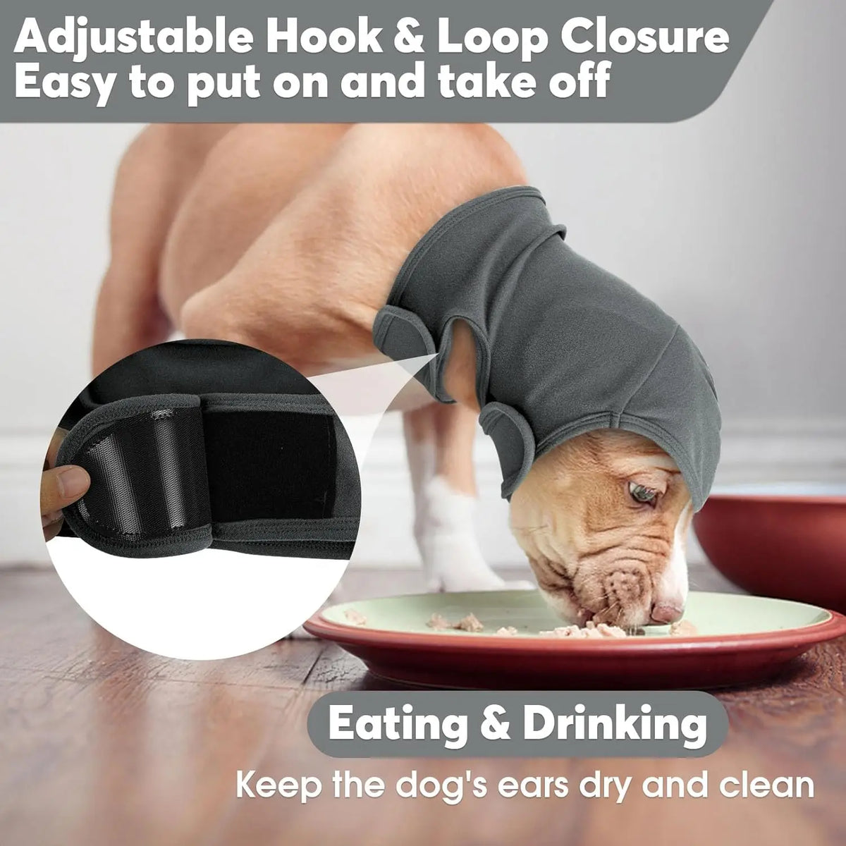Dog Ear Cover for Anxiety Relief, Adjustable Dog Calming Hood for Grooming Bath Drying, No Shake Pet Head Ear Wrap for Hematomas