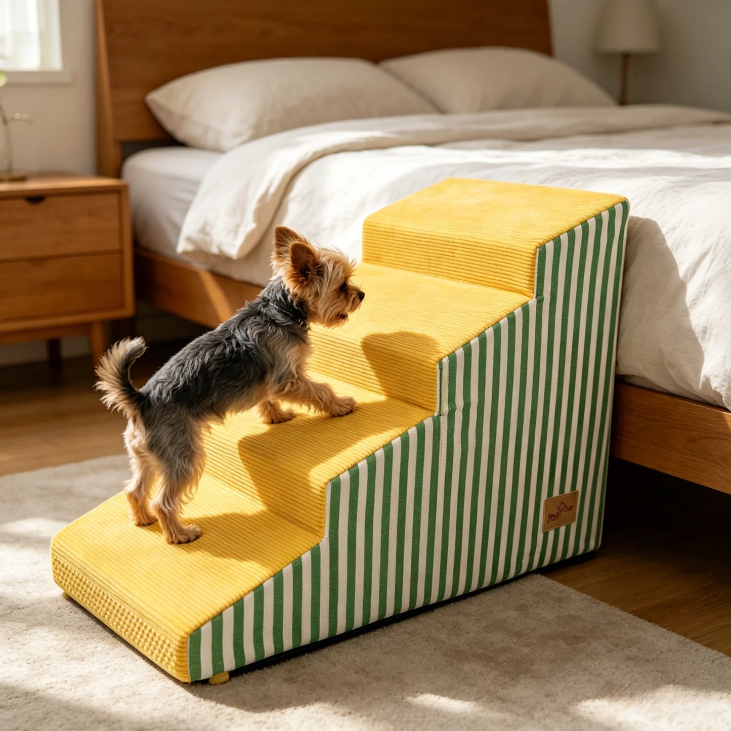 3/4/5 Dog Stairs for Bed Sofa Dog Steps High-Density Foam Dog Ramp Step Gentle Slope Washable Cover for Puppies & Senior Pets