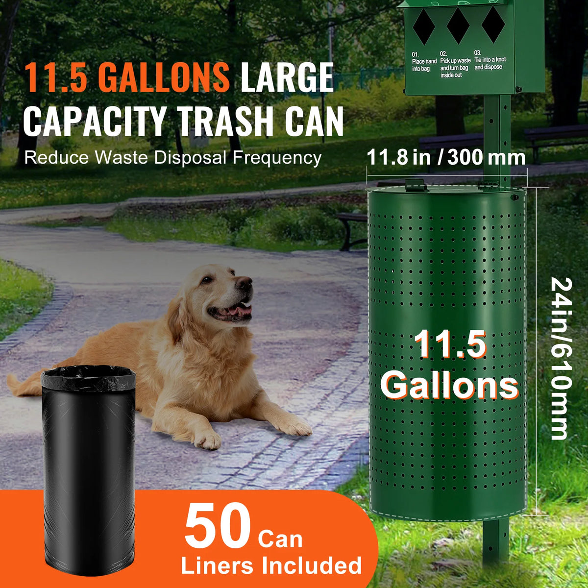 VEVOR Dog Waste Station with Hand Wash Bottle Commercial Dog Poop Station Bag Dispenser Dog Waste Disposal System for Outdoor