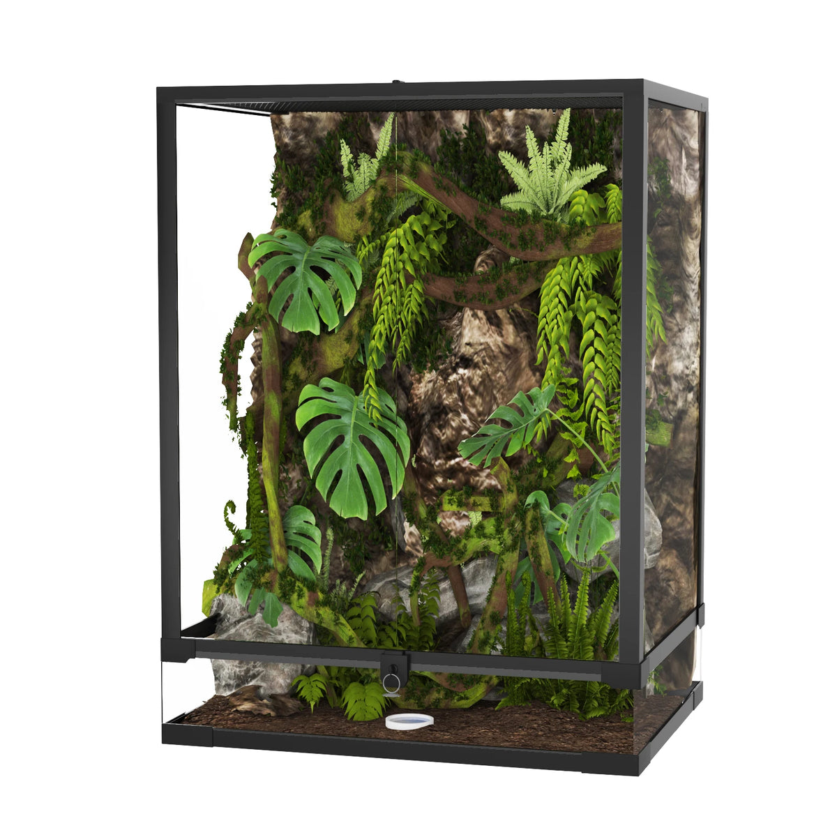 45 Gallon Reptile Vivarium, Reptile Tank, Snake Enclosure with Double Hinge Door & Top Screen Ventilation, Anti-Escape Transparent Reptile Enclosure for Bearded Dragon, Ball Python, Snake