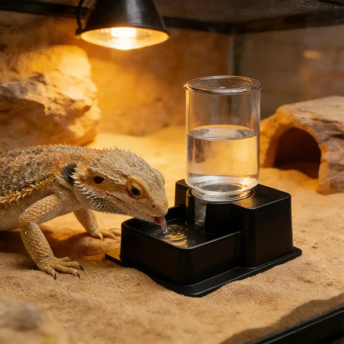 Automatic Gravity Water Dispenser Reptile Feeder Detachable Bowl for Lizard Snake Tortoise Chameleon Gecko No Electricity